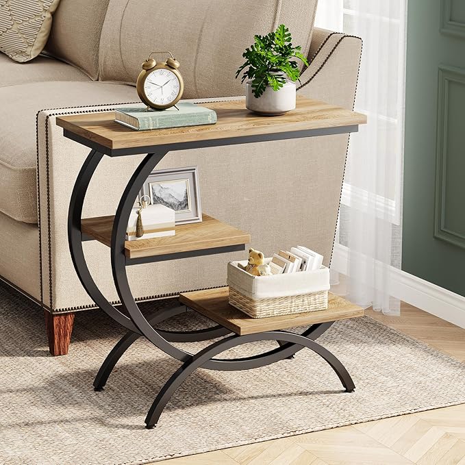 Tribesigns C-Shaped End Table, Industrial 3-Tier Small Side Table - Image 3