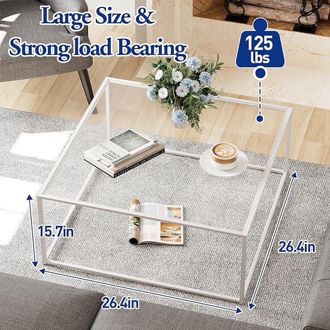 ​​​​​​​​​​​​Glass Coffee Table Square Coffee Table - Image 2