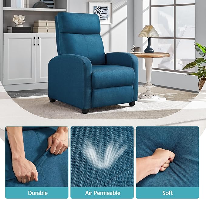 Yaheetech Fabric Recliner Sofa Modern Single Recliner Sofa Home Theater Seating - Image 9