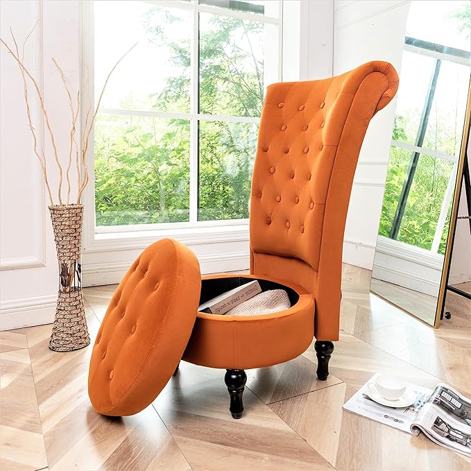 Container Furniture Direct Royal High-Back Velvet Accent Chair - Image 13