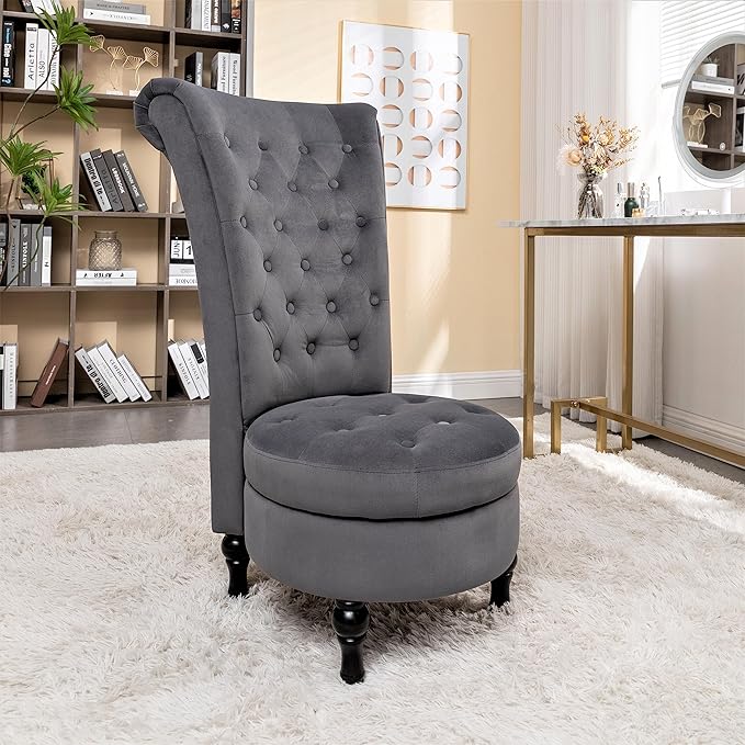 Container Furniture Direct Royal High-Back Velvet Accent Chair - Image 7