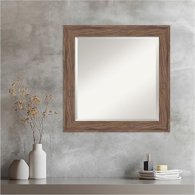 Amanti Art Brown Wall Mirror 25x25 Pia Medium Brown Square Bathroom Mirror - Image 5