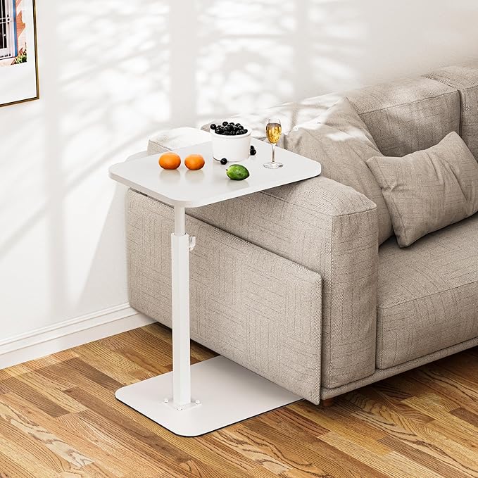 Side Table Sofa Tray for Couch Heavy Metal Base Swivel/Adjustable Height - Image 4