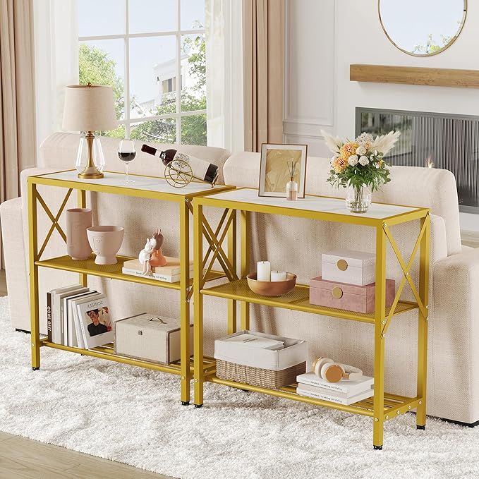 Hoctieon Industrial Console Table, 3 Tier Entryway Table, Metal Frame, Sofa - Image 6