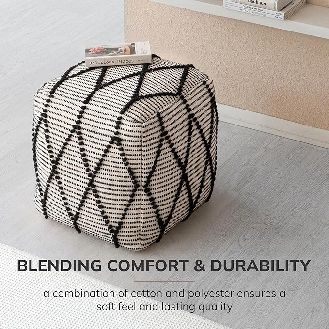 Anji Mountain 100% Handmade & Handcrafted Comfortable Home Décor Pouf Ottoman - Image 5