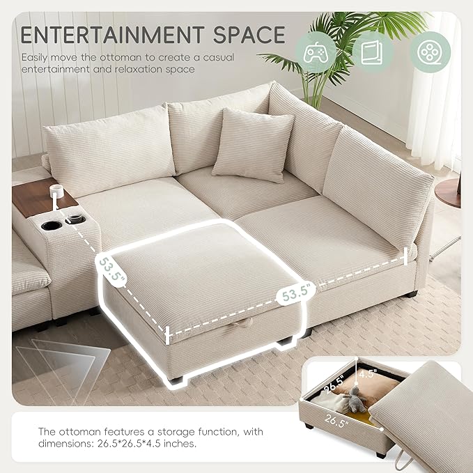 Merax 140'' Oversized Modular Sectional Sofa - Image 6