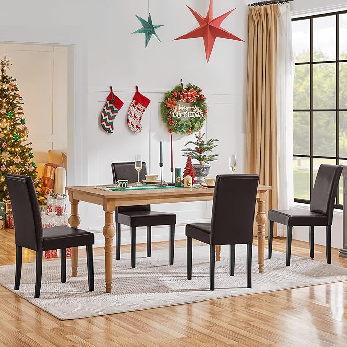 Yaheetech Dining Chairs Set of 4 PU Leather Dining Room Chairs - Image 6