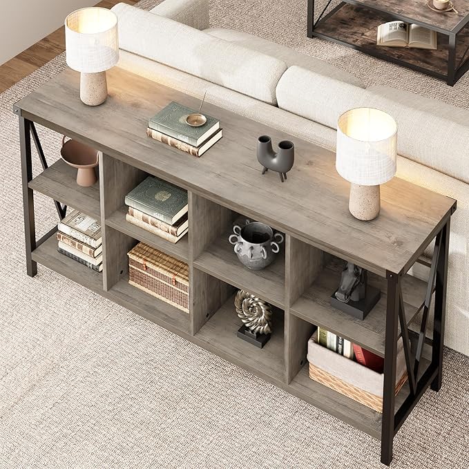 GarveeHome 8 Cube Storage Organizer Bookshelf, 3 Tier Metal Horizontal Bookcase - Image 3