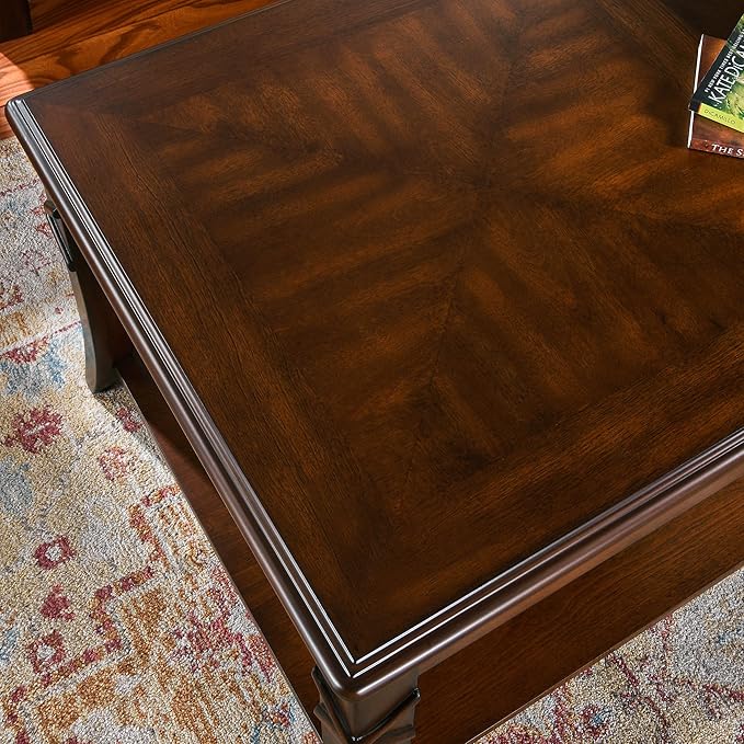 Solid Wood Coffee Table with Storage Shelf, Rectangle Coffee Table - Image 7