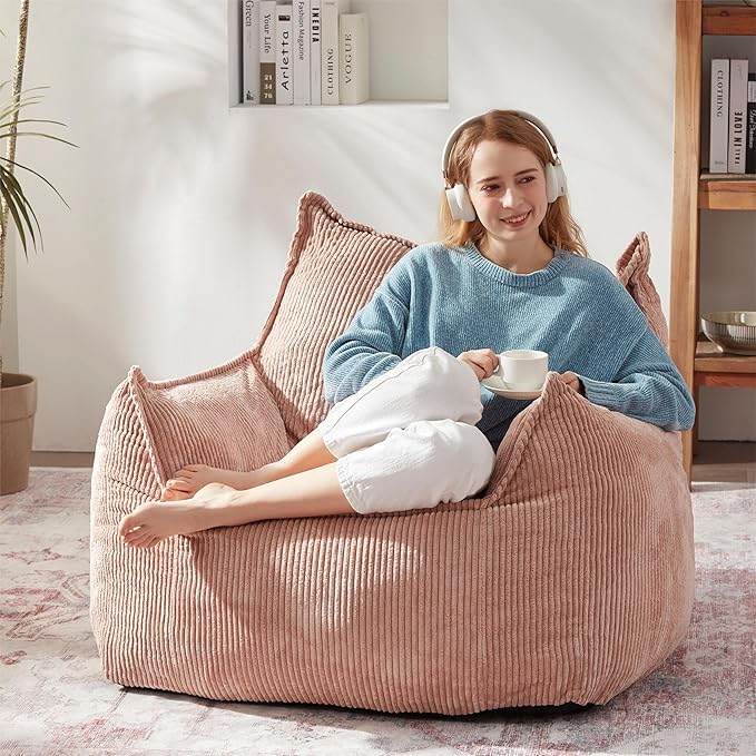 Giant Bean Bag Chair Sofa for Adults Teens, Comfy Corduroy Large Bean Bag Chairs by Ebenchico