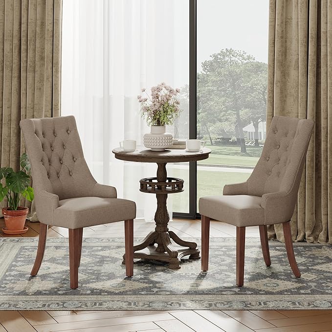 COLAMY Wingback Upholstered Dining Chairs Set of 2, Fabric Side Dining Room - Image 3