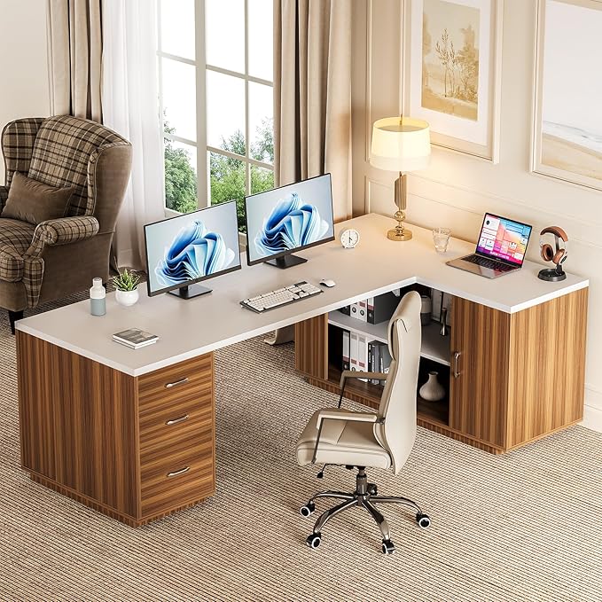 LITTLE TREE 87-Inch Modern Executive Desk - Image 5