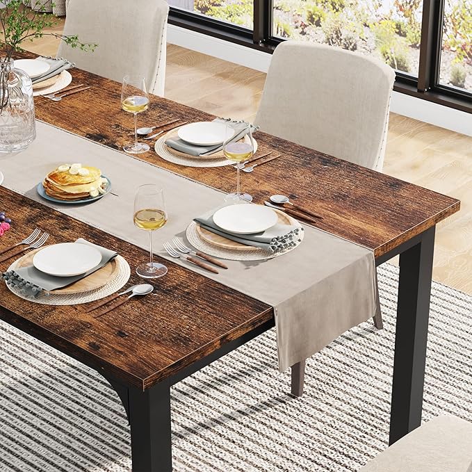 LITTLE TREE 70.9 Inch Large Dining Table Rectangular Kitchen Furniture - Image 5