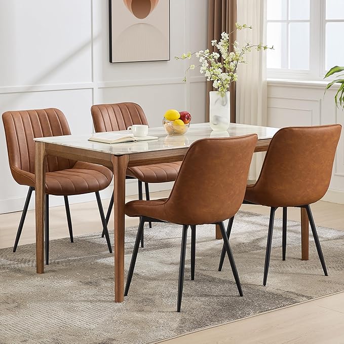 Dining Chairs Set of 2, Upholstered PU Leather Kitchen & Dining Chairs - Image 7