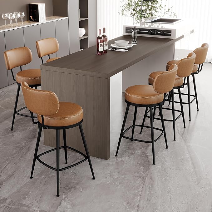 Counter Height Bar Stools, Faux Leather Kitchen Counter Stools by ErdoruLiving