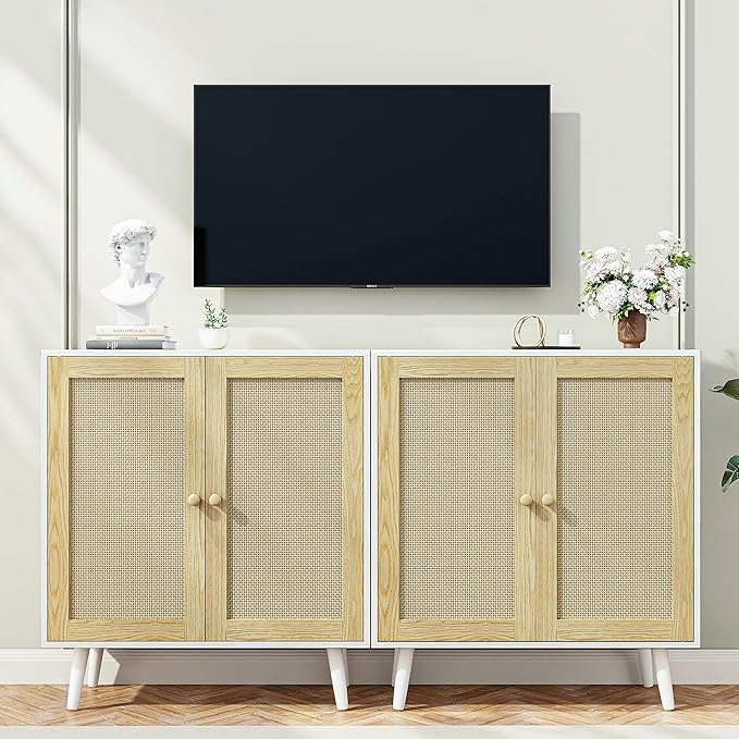 Rattan Storage Cabinet, Small Sideboard Buffets Storage Cabinet - Image 5