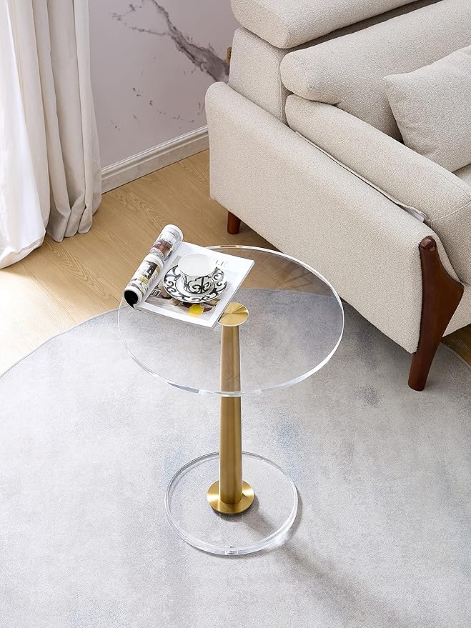 Clear Acrylic Table with Cone Metal Pole … - Image 6