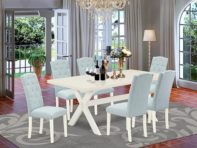 East West Furniture X027CE215-7 7 Piece Dining Room Table Set Consist of a - Image 2