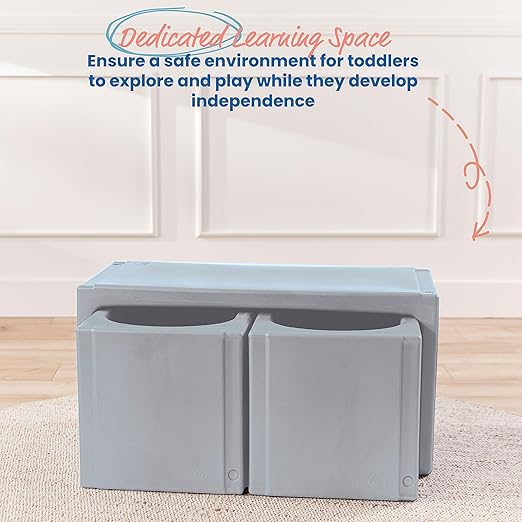 ECR4Kids Tri-Me Table and Cube Chair Set, Light Grey - Image 3