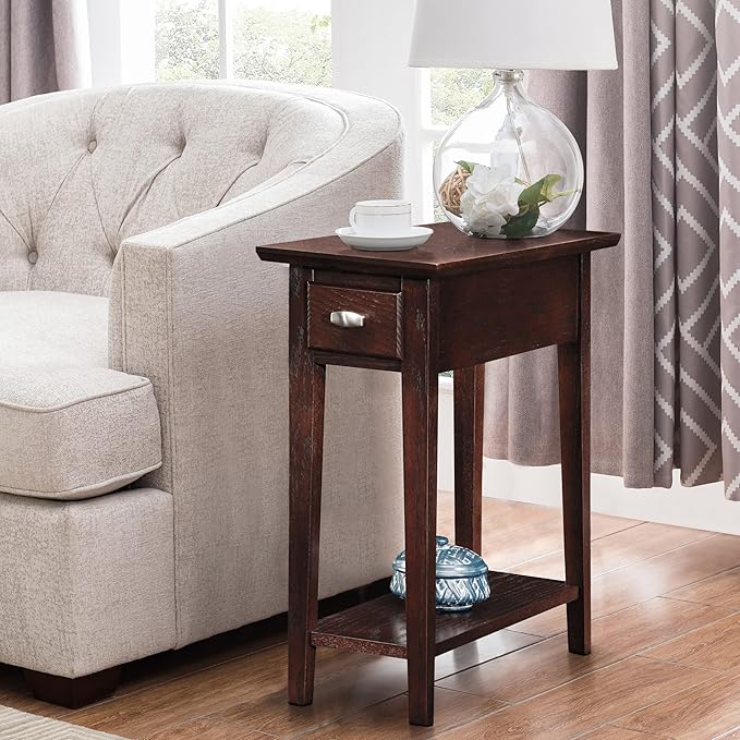 Leick Home 15 in Wide End Table, Solid Wood Construction, One Drawer, One Lower - Image 8