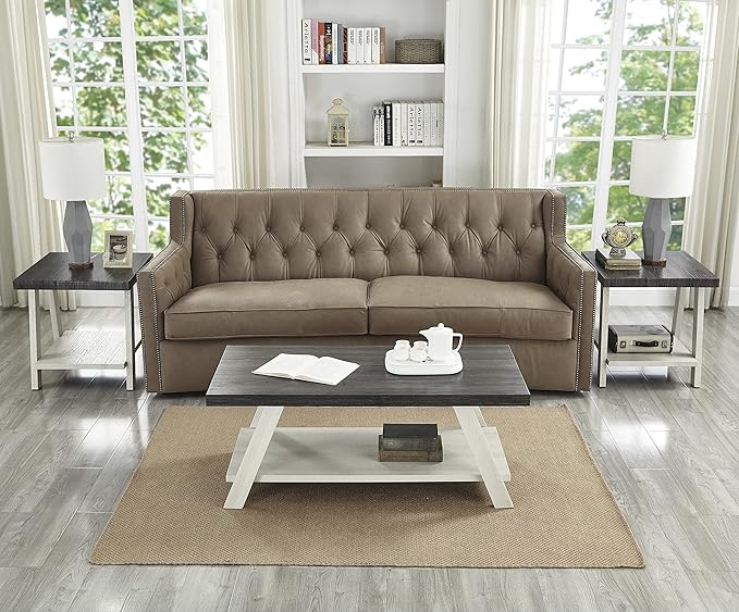 Roundhill Furniture Athens Contemporary 3-Piece Wood Shelf Coffee Table Set - Image 2