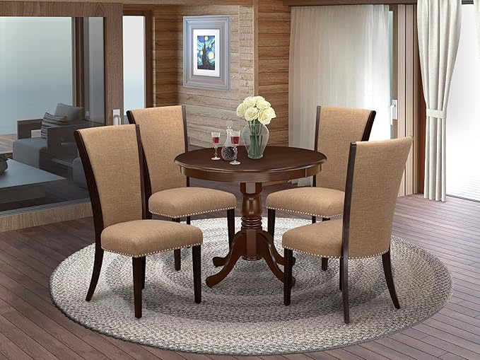 East West Furniture ANVE5-MAH-47 5 Piece Kitchen Table & Chairs Set Includes a - Image 2