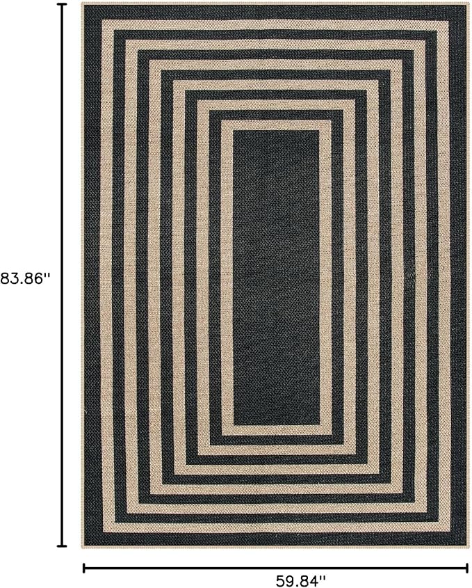 Lahome Modern Geometric Easy Jute Outdoor Rug, 5x7 Patio Living Room Rug Large - Image 2