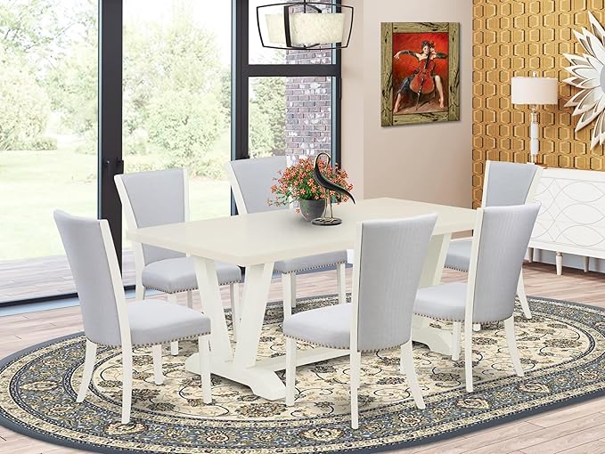 East West Furniture V027VE005-7 7 Piece Dining Set Consist of a Rectangle - Image 2