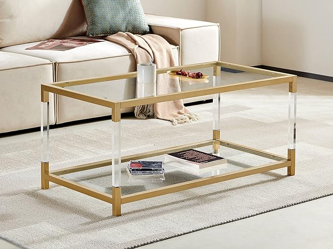 AGV LIGHTING 202205 BLEVIO Coffee Table, Modern Design Dual-Layer Coffee Table - Image 3