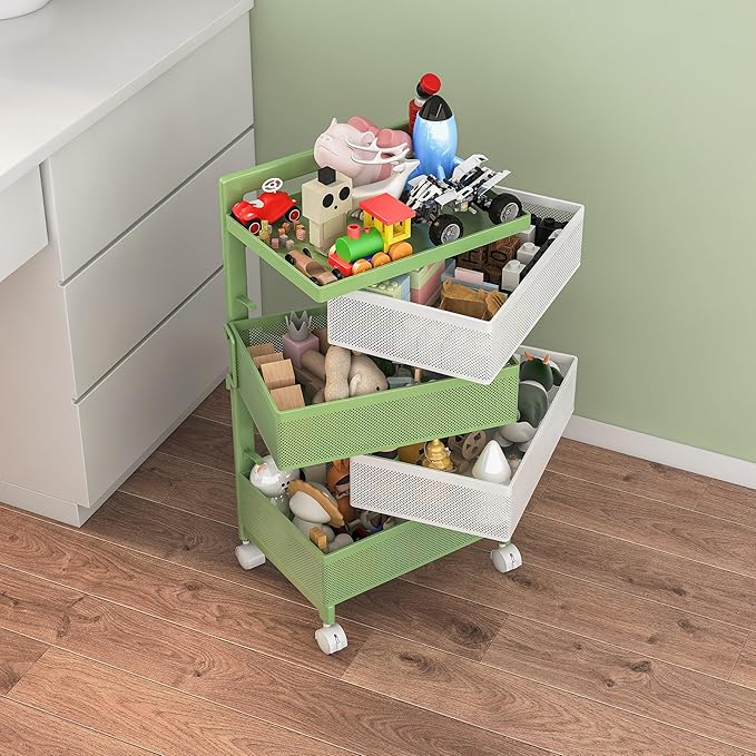Fruit Basket for Kitchen No Assembly 4-Tier Rotating Storage Rack, Vegetable - Image 9