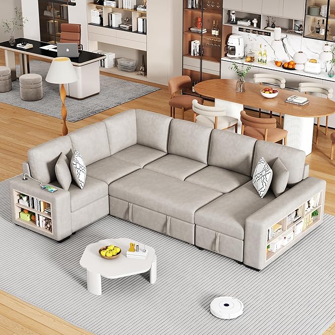 109" U-shaped Sectional Pull-out Sofa Bed by Unknown