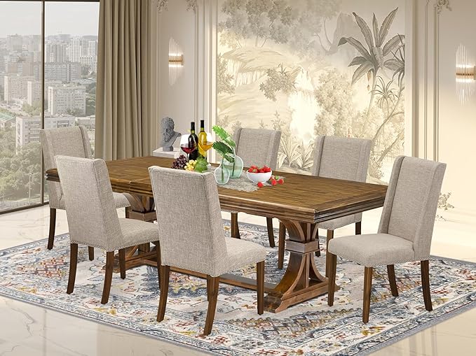 NEFL7-AWA-04-7-Piece Dining Table Set Includes a Rectangular Table and 6 Light by LuxebyEastWestFurniture