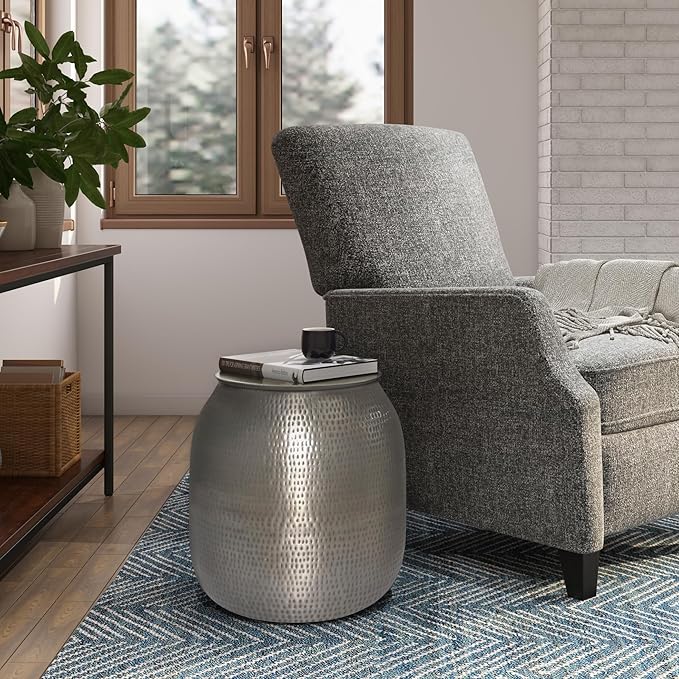 SIMPLIHOME Griffen Industrial 19 Inch Wide Metal Storage Accent Side Table in - Image 2