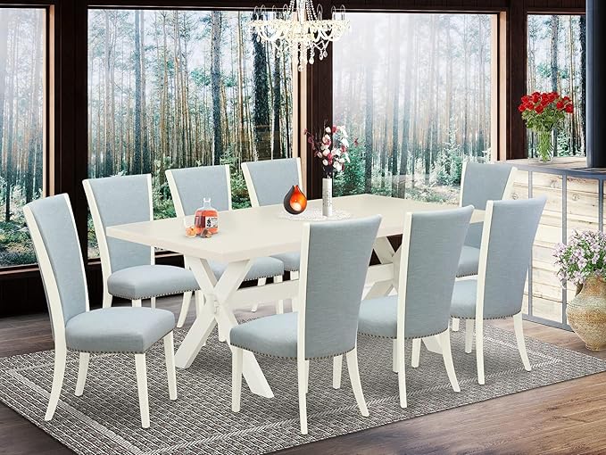 East West Furniture X027VE215-9 9 Piece Dining Room Table Set Includes a - Image 2