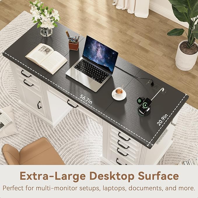 Farmhouse 57" Lift Desktop Executive Desk - Image 3