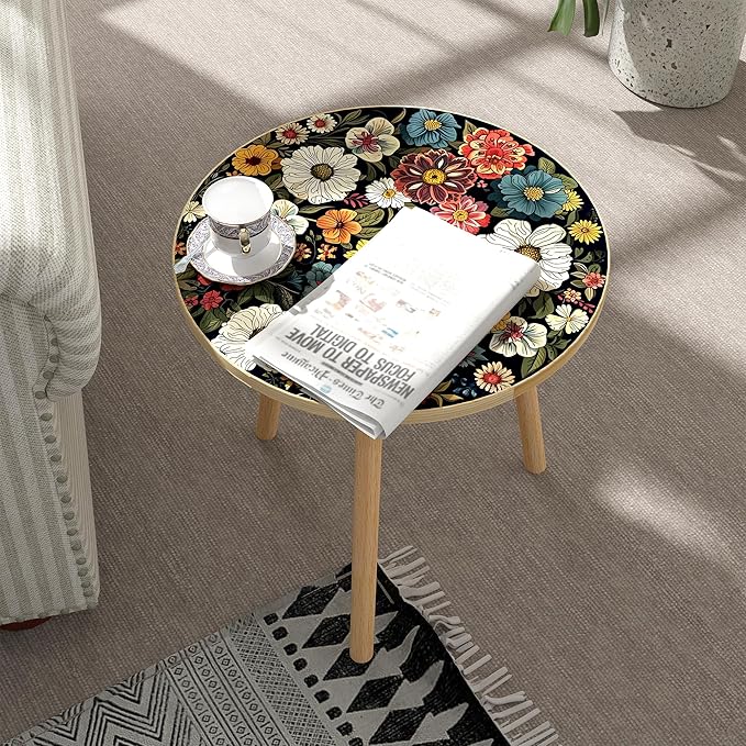 Mandala Round End Table, Small Side Table - Image 8