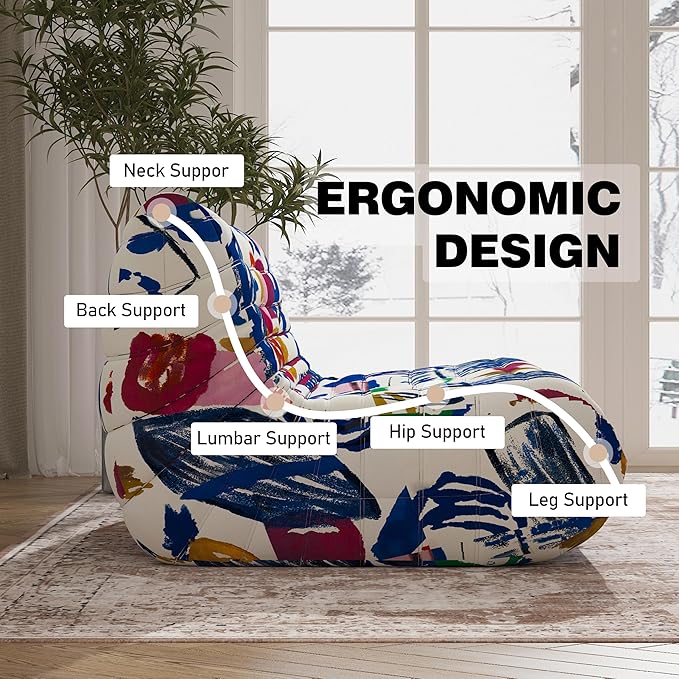 Bean Bag Chair, Loveseat Fireside Chair Bean Bag Sofa Large Bean Bag Chair - Image 5