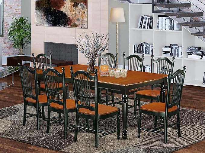 East West Furniture DOVE9-BCH-W 9 Piece Modern Dining Table Set Includes a - Image 2