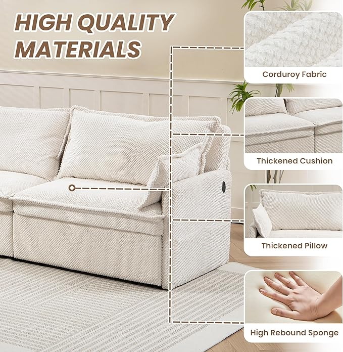 Furnimart 73.6" King Size Pull Out Sofa Bed, 3 in 1 Convertible Sleeper Bed - Image 6