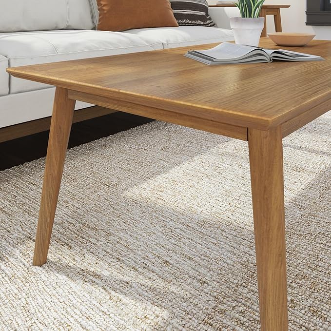 Plank+Beam 48 Inch Mid Century Modern Coffee Table, Wood Coffee Tables - Image 5