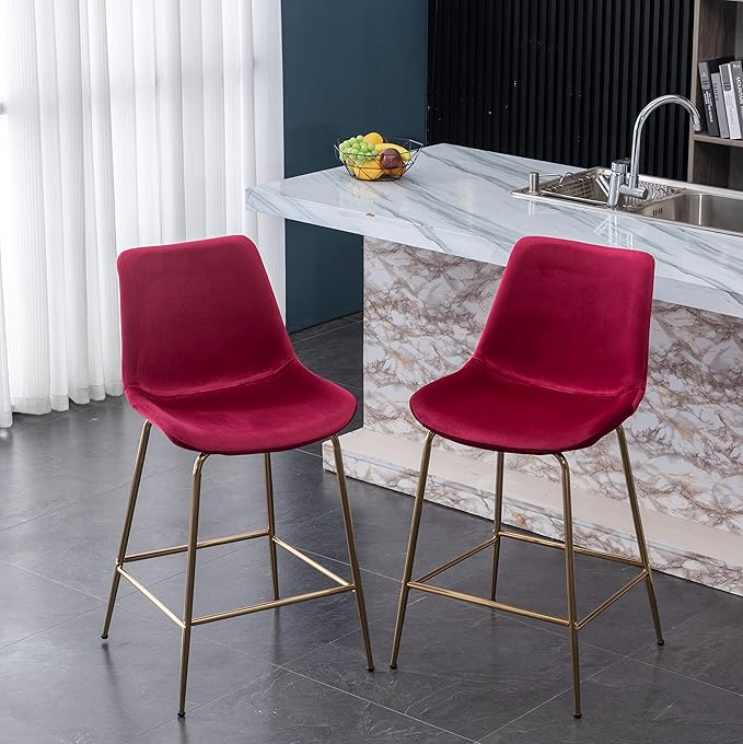 Roundhill Furniture Aufurr Modern Velvet 26.50 Counter Height Stools by RoundhillFurniture