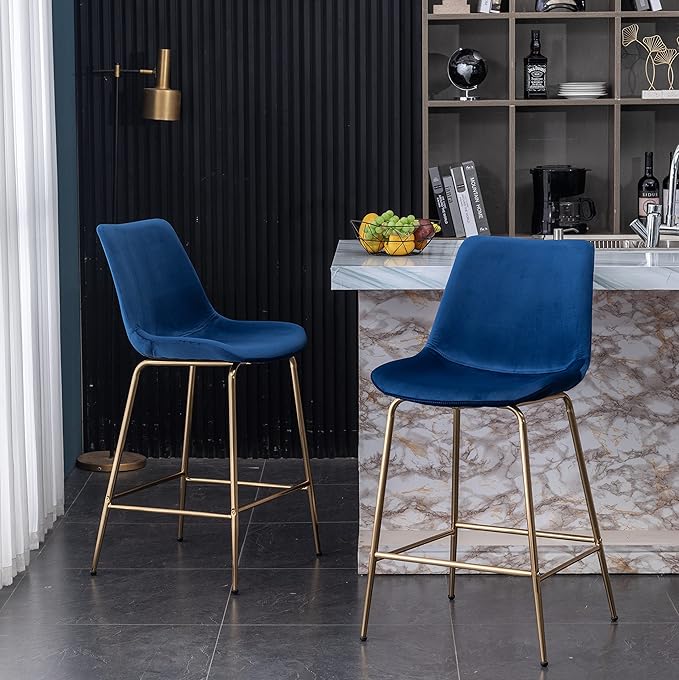Roundhill Furniture Aufurr Modern Velvet 26.50 Counter Height Stools - Image 4