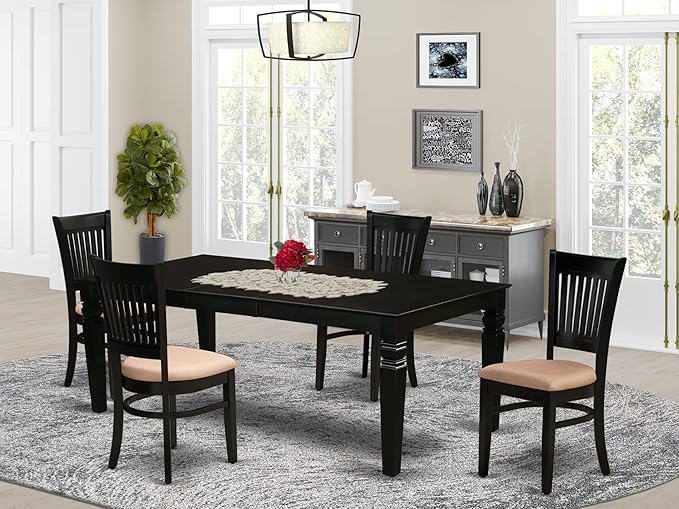 East West Furniture LGVA5-BLK-C 5 Piece Dining Room Furniture Set Includes a - Image 2