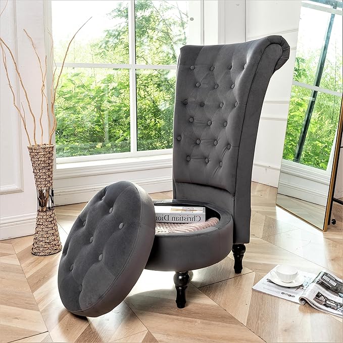 Container Furniture Direct Royal High-Back Velvet Accent Chair - Image 10