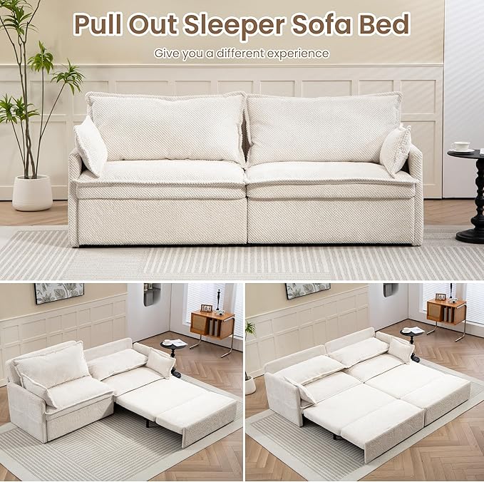 Furnimart 73.6" King Size Pull Out Sofa Bed, 3 in 1 Convertible Sleeper Bed - Image 4