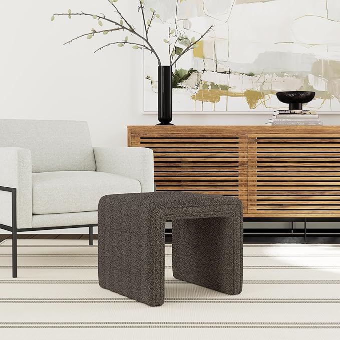 HomePop Modern Channel Tufted Ottoman Home Décor|Ottoman - Image 2