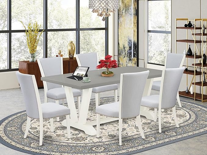 East West Furniture V097VE005-7 7 Piece Modern Dining Table Set Consist of a - Image 2