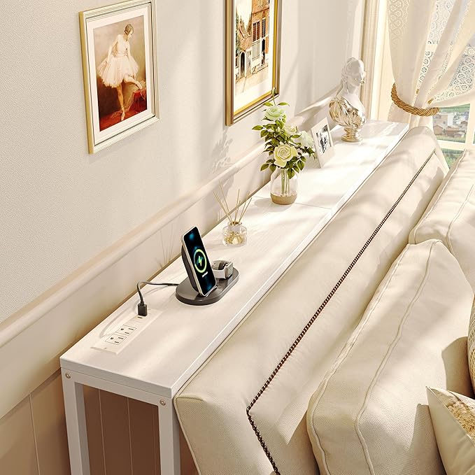 SUPERJARE Console Table with Outlet, 63 Inch Sofa Table with Charging Station - Image 2