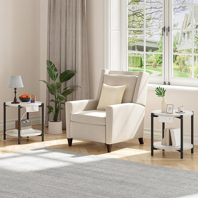 LIKIMIO Small Round End Tables Set of 2 - Image 8