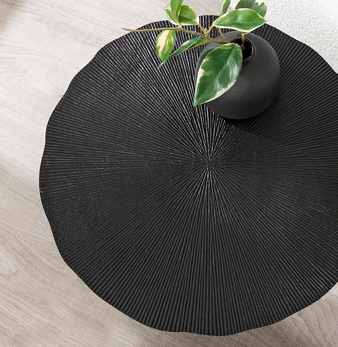 Kate and Laurel Sancia Modern Round Side Table, Sand Casted Aluminum Bedside - Image 5